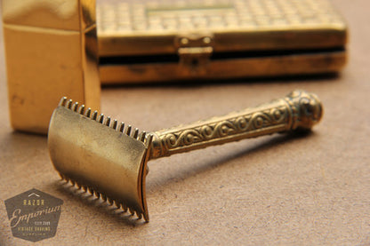 Gillette 1909 Gold ABC Pocket Edition - Old Type Open Comb DE Razor Set