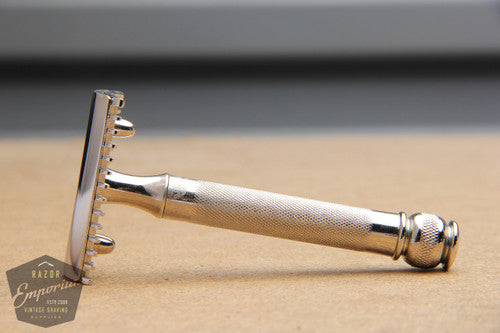 Gillette 1910's Ball End Old Type DE 3 Piece Safety Razor * Nickel REVAMPED