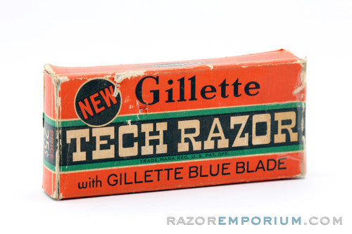 1940's Gillette Fat Handle Tech DE Safety Razor in Box