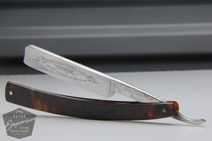 5/8" King Razor Mfg. Co. Engraved Straight Razor w/ Tortoise Scales Hollow | Indiana, PA USA