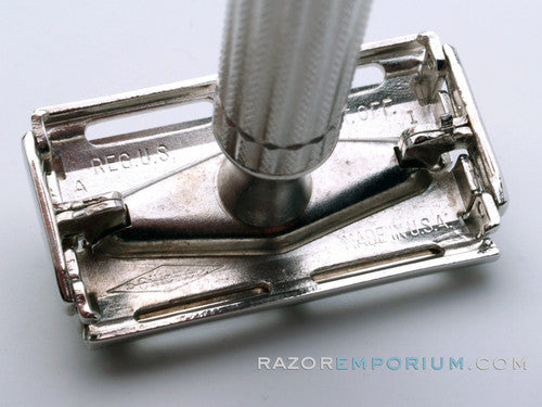 1955 A1 Gillette President Safety Razor Rhodium Revamp w/ Case & Blade ...