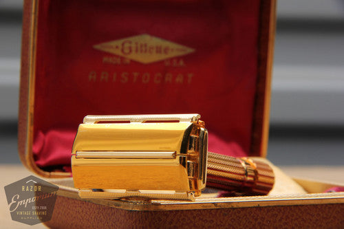 Gillette 1948-1951 Aristocrat w/ Leather Case and Original Blade Dispenser